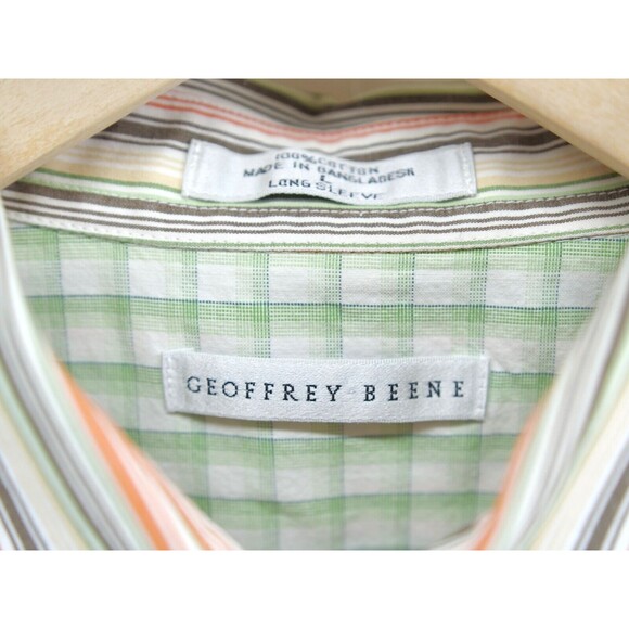 Button‎ Up Shirt Striped Multicolor Size Large Long Sleeve Men Geoffrey Beene - Picture 3 of 6